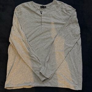 Express Mens - “Grey” LS Henley Shirt (Size: XL)